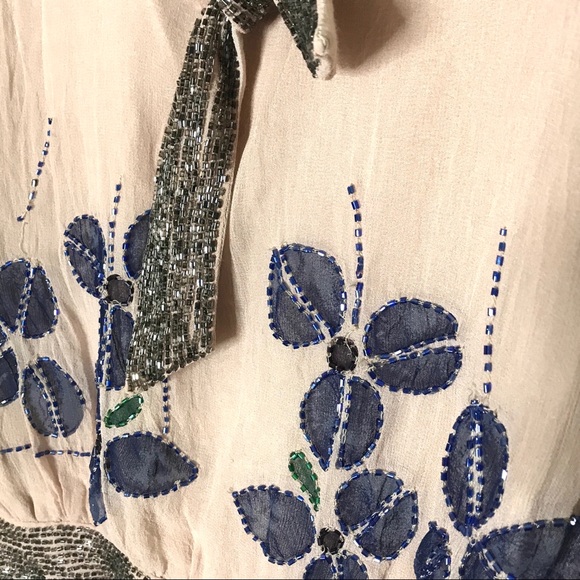 REISS Beaded Top Blouse Cut Out Tie Back Size 6 - Picture 12 of 16